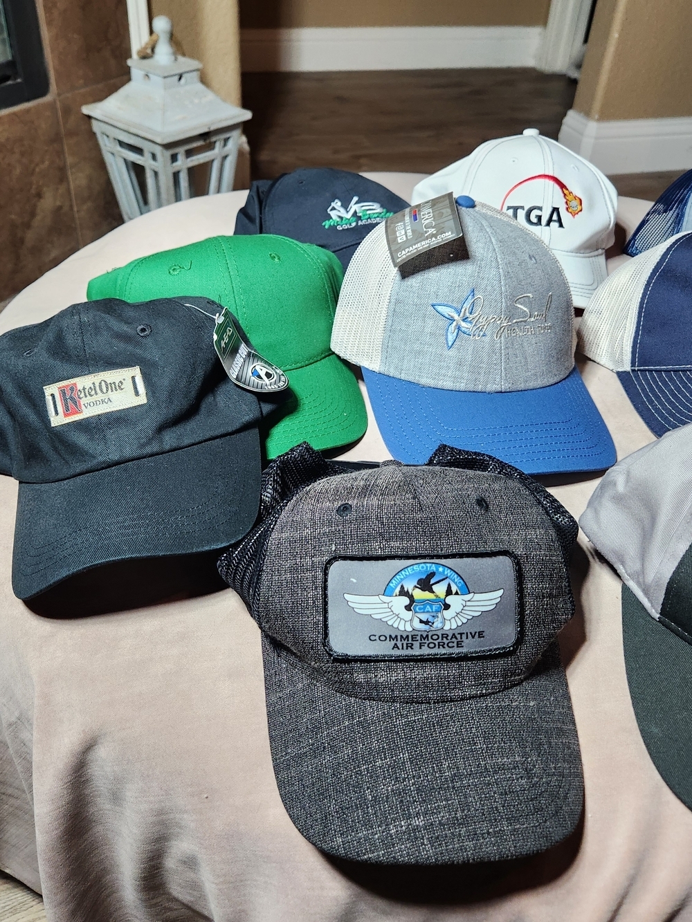 Assorted Men's Lot 10 Some Mesh Back Baseball Caps - Blue/Gray/Green/Navy White - Picture 3 of 9